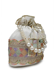 Dangle Lace Embellished Wedding Favor Potli Set of 10 | Memorable Wedding Keepsake Gifts