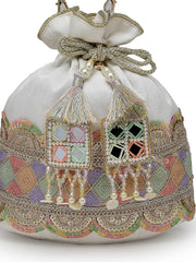 Dangle Lace Embellished Wedding Favor Potli Set of 10 | Memorable Wedding Keepsake Gifts