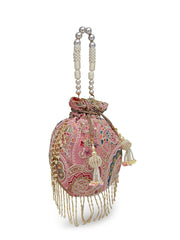 Droop Paisely Embroidered Georgette  Potli
