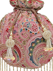 Droop Paisely Embroidered Georgette  Potli