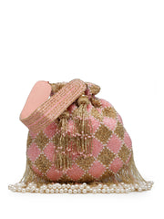 Droop Diamond Embellished Velvet Potli