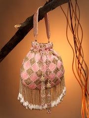 Droop Diamond Embellished Velvet Potli