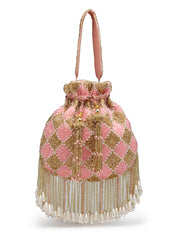 Droop Diamond Embellished Velvet Potli