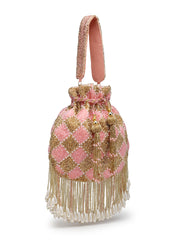 Droop Diamond Embellished Velvet Potli