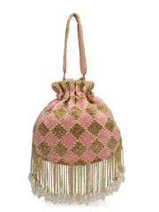 Droop Diamond Embellished Velvet Potli