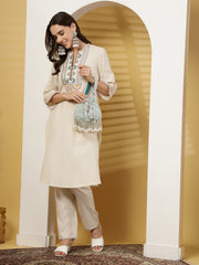 Droop Striped Embellished Velvet Potli
