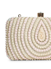 Gilded Gleam Concentric Teardrop Designer Clutch with signature gift box | Wedding & Festive Gift for Women