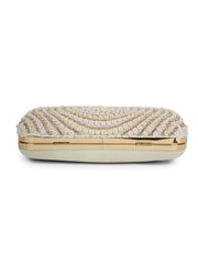 Gilded Gleam Concentric Teardrop Designer Clutch with signature gift box | Wedding & Festive Gift for Women