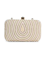 Gilded Gleam Concentric Teardrop Designer Clutch with signature gift box | Wedding & Festive Gift for Women