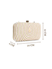 Gilded Gleam Concentric Teardrop Designer Clutch with signature gift box | Wedding & Festive Gift for Women