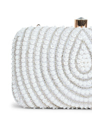 Gilded Gleam Concentric Teardrop Designer Clutch with signature gift box  | Wedding & Festive Gift for Women