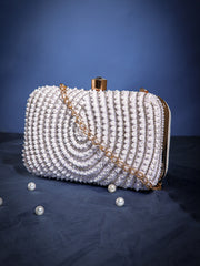 Gilded Gleam Concentric Teardrop Designer Clutch with signature gift box  | Wedding & Festive Gift for Women