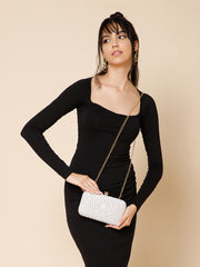 Glided Gleam Teardrop Embellished Velvet Clutch