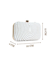 Gilded Gleam Concentric Teardrop Designer Clutch with signature gift box  | Wedding & Festive Gift for Women