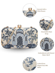 Glided Gleam Faux Silk Palace Embroidered Clutch
