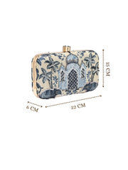 Glided Gleam Faux Silk Palace Embroidered Clutch