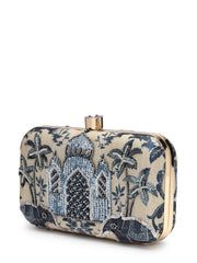 Glided Gleam Faux Silk Palace Embroidered Clutch