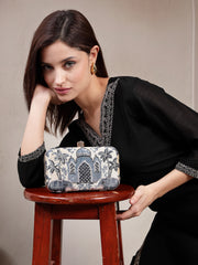 Glided Gleam Faux Silk Palace Embroidered Clutch