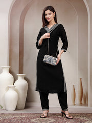 Glided Gleam Faux Silk Palace Embroidered Clutch