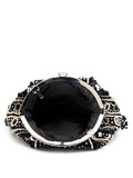 Anekaant Droop Black & Pastel Multi Bead Work Embellished Faux Silk Clutch