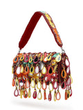 Anekaant Tipify Maroon & Multi Mirror Work Embellished Velvet Clutch