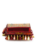 Anekaant Tipify Maroon & Multi Mirror Work Embellished Velvet Clutch