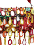 Anekaant Tipify Maroon & Multi Mirror Work Embellished Velvet Clutch