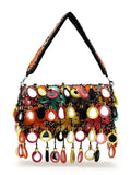 Anekaant Tipify Maroon & Multi Mirror Work Embellished Velvet Clutch