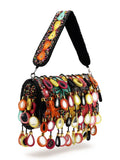 Anekaant Tipify Maroon & Multi Mirror Work Embellished Velvet Clutch
