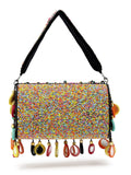 Anekaant Tipify Maroon & Multi Mirror Work Embellished Velvet Clutch