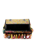 Anekaant Tipify Maroon & Multi Mirror Work Embellished Velvet Clutch