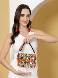 Anekaant Tipify Maroon & Multi Mirror Work Embellished Velvet Clutch