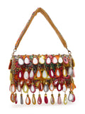 Anekaant Tipify Maroon & Multi Mirror Work Embellished Velvet Clutch