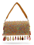 Anekaant Tipify Maroon & Multi Mirror Work Embellished Velvet Clutch