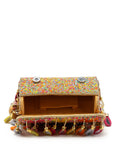 Anekaant Tipify Maroon & Multi Mirror Work Embellished Velvet Clutch