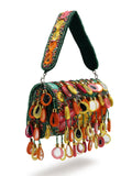 Anekaant Tipify Maroon & Multi Mirror Work Embellished Velvet Clutch