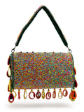 Anekaant Tipify Maroon & Multi Mirror Work Embellished Velvet Clutch
