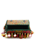 Anekaant Tipify Maroon & Multi Mirror Work Embellished Velvet Clutch