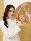 Anekaant Tipify Maroon & Multi Mirror Work Embellished Velvet Clutch