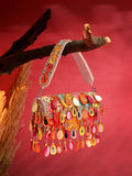 Anekaant Tipify Maroon & Multi Mirror Work Embellished Velvet Clutch