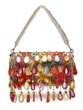 Anekaant Tipify Maroon & Multi Mirror Work Embellished Velvet Clutch