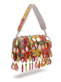 Anekaant Tipify Maroon & Multi Mirror Work Embellished Velvet Clutch