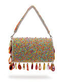 Anekaant Tipify Maroon & Multi Mirror Work Embellished Velvet Clutch