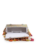 Anekaant Tipify Maroon & Multi Mirror Work Embellished Velvet Clutch