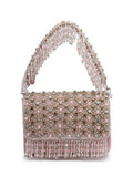 Coffer Stone Work Embellished Suede Clutch