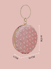 Anekaant Glided Gleam Pink Net Diamond Embellished Clutch