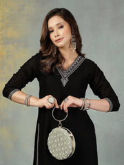 Anekaant Glided Gleam Sage Green Net Diamond Embellished Clutch