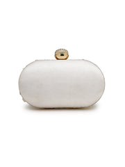Anekaant Glided Gleam Ivory Net Floral Embellished Clutch