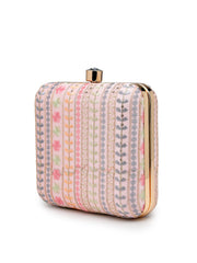 Anekaant Woven Reverie Pink Faux Silk Floral Embroidered Clutch