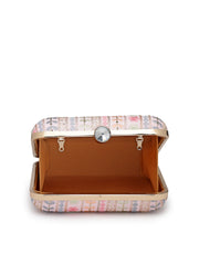 Anekaant Woven Reverie Pink Faux Silk Floral Embroidered Clutch